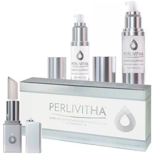 Combo Suplmento Perlivitha 30 Capsulas, Crema, Labial y Contorno Ojos