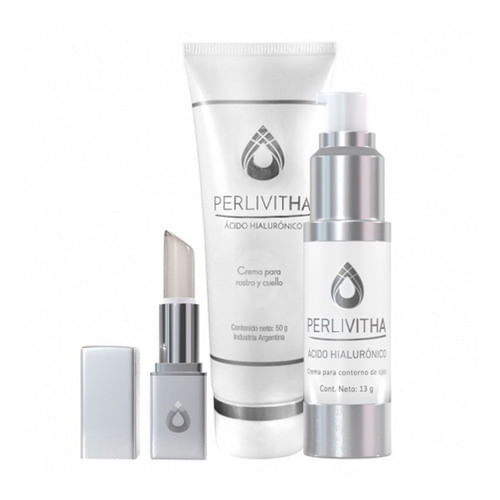 Combo Perlivitha Crema Rostro, Labial y Contorno Ojos
