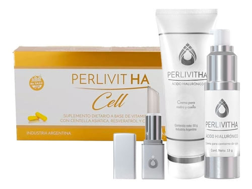 Combo Perlivitha Cell Capsulas, Crema Facial, Labial y Contorno Ojos