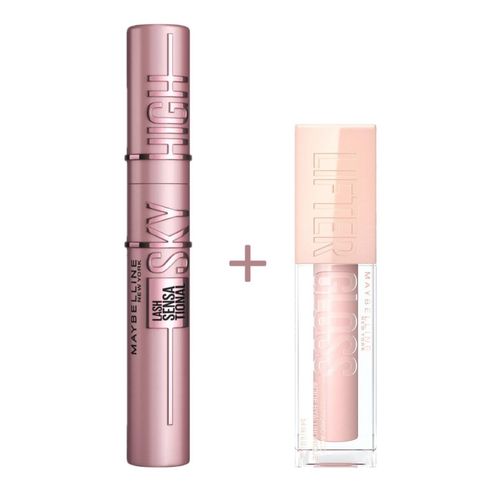 Combo Maybelline Mascara Pestañas Sky High y Lifter Gloss 002