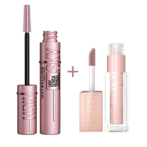 Combo Maybelline Mascara Pestañas Sky High y Lifter Gloss 002