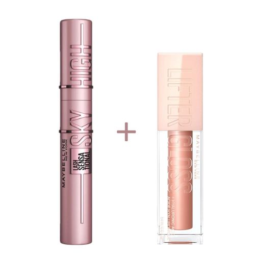 Combo Maybelline Mascara Pestañas Sky High y Lifter Gloss 008