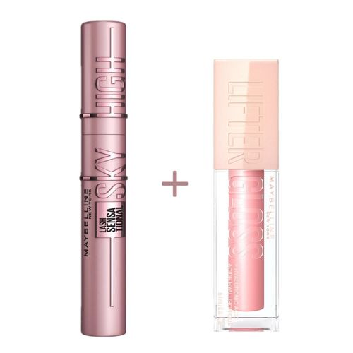 Combo Maybelline Mascara Pestañas Sky High y Lifter Gloss 006