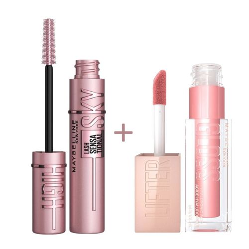 Combo Maybelline Mascara Pestañas Sky High y Lifter Gloss 006