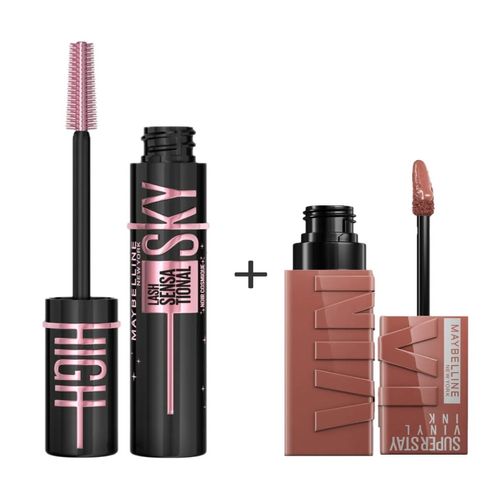 Combo Maybelline Mascara Pestañas Cosmic Black y Vinyl 120