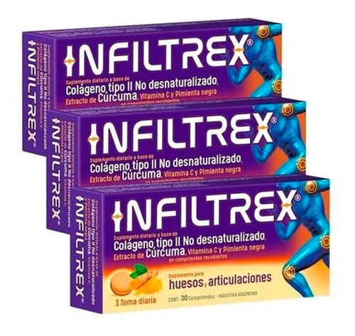 Combo Suplemento Dietario Infiltrex 30 capsulas 3 unidades