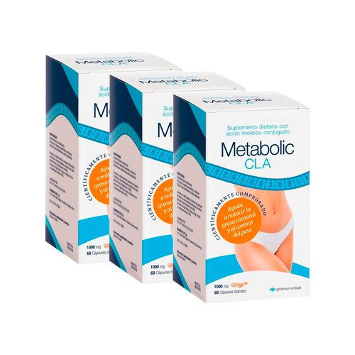 Combo Suplemento Dietario Metabolic CLA 60 Capsulas 3 unidades