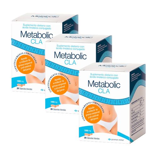 Combo Suplemento Dietario Metabolic CLA 28 Capsulas 3 unidades