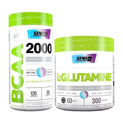 Combo Suplemento Deportivo Star Nutrition L Glutamine y BCAA 2000