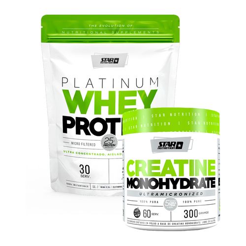 Combo Suplemento Deportivo Star Nutrition Whey Protein Cookies y Creatina