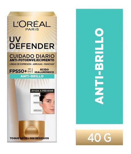 Crema Uv Defender Anti Brillo Loreal Paris Fps 50 40gr