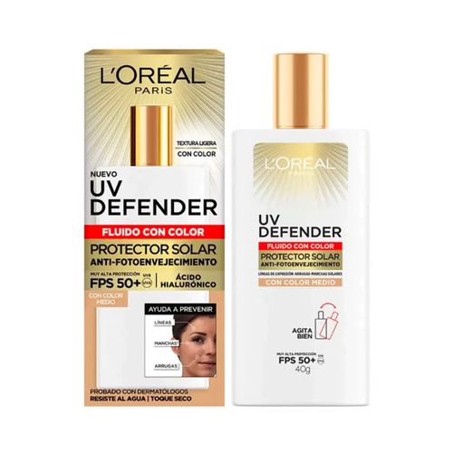Protectos Solar Fluido UV Defender Loreal Paris Tono Medio Fps 50