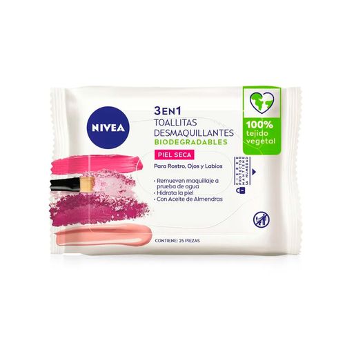 Toallitas Desmaquillantes Nivea 3 en 1 Biodegradables 25 unidades