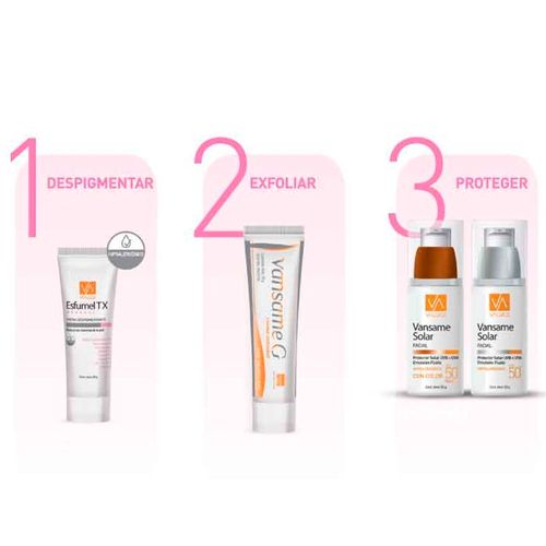 Combo Vansame Solar Fps50 Facial , Esfumel Tx y Vansame G