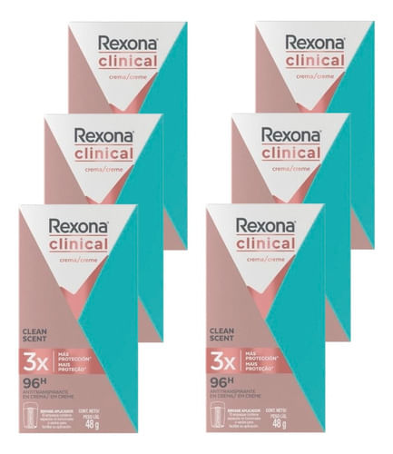 Desodorante Antitranspirante Rexona Clinical Scent 48gr 6 unidades