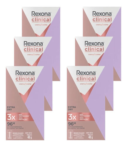 Desodorante Antitranspirante Rexona Clinical Extra Dry 48gr 6 unidades