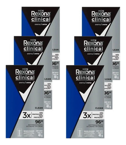 Desodorante Antitranspirante Rexona Clinical Men 48gr 6 unidades