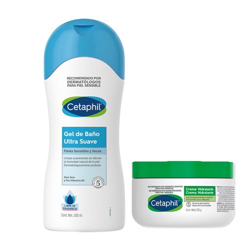 Combo Cetaphil Crema 250gr y Gel Baño 500ml