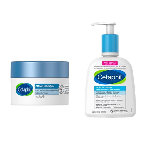 Combo Cetaphil Limpiador Piel Seca y Crema Optimal Hydrance Noche