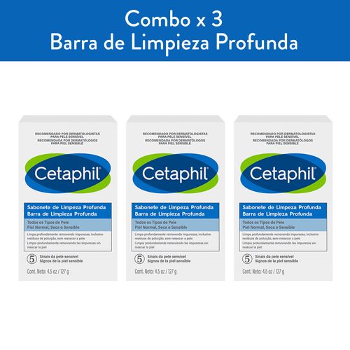 Combo Cetaphil Jabon en Barra 3 unidades
