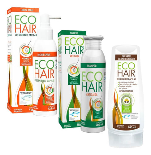 Combo Eco Hair Anticaida Shampoo Balsamo Y Locion
