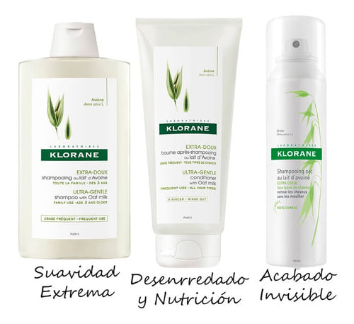 Combo Klorane Avena Shampoo, Acondicionador y Spray