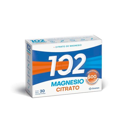 Suplemento 102 Citrato de Margnesio 500mg 30 Comprimidos