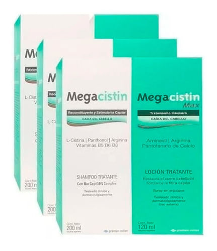 Combo Shampoo y Locion Megacistin Anticaida 3 unidades