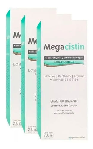 Combo Shampoo Megacistin Anticaida 3 unidades 200ml