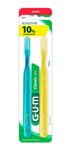 Cepillo Dental Gum Classic 211 Suave 2 unidades