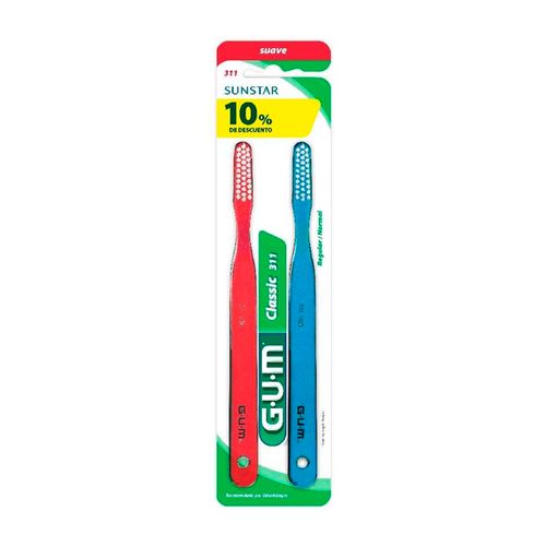 Cepillo Dental Gum Classic 311 Suave 2 unidades
