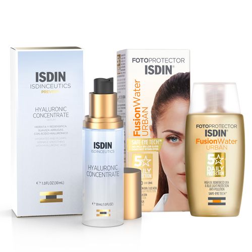 Combo Isdin Protector Solar Fusion Water Urban Fps30 y Hyaluronic Serum