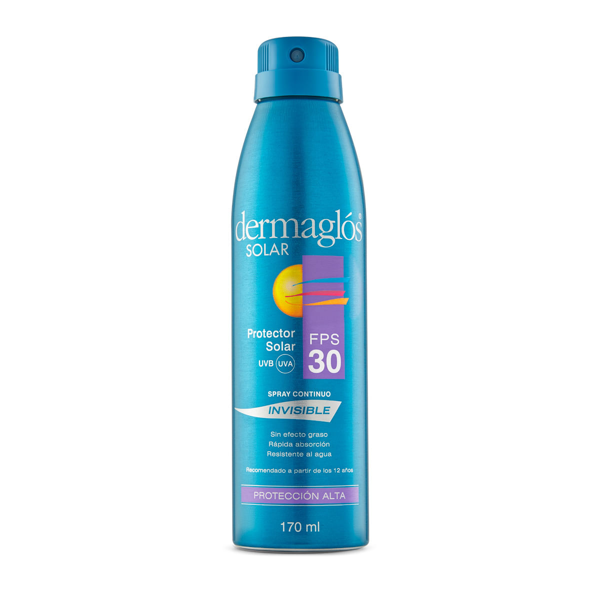 Protector Solar Spray Continuo Invisible Dermaglos FPS 30 170ml Dermaglos Solar Cont 30+ 170Gr