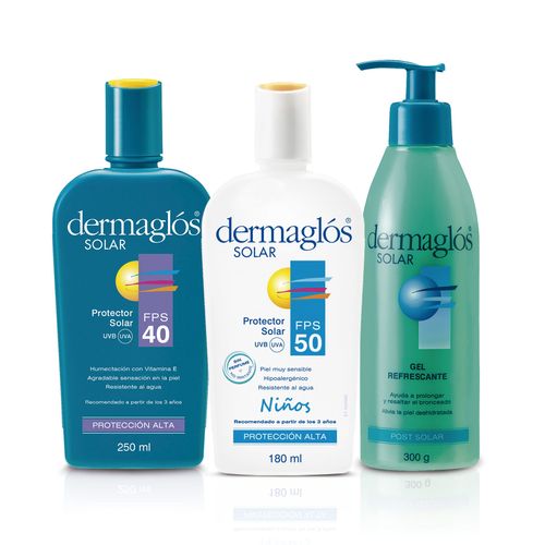 Combo Protector Solar Dermaglos Familiar y Gel Post Solar