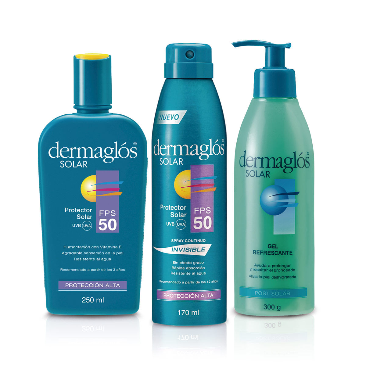 Combo Protector Solar Dermaglos Fps50 y Emulsion Post Solar Dermaglos Set F50.170+50.250+Gps