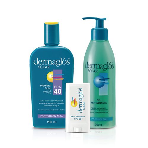 Combo Dermaglos Solar Emulsion Fps 40, Barra y Gel Post Solar