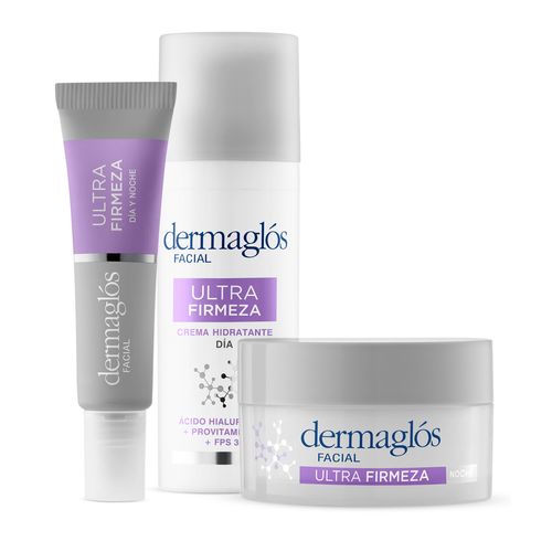 Combo Facial Dermaglos Ultra Firmeza Crema Dia Noche Ojos