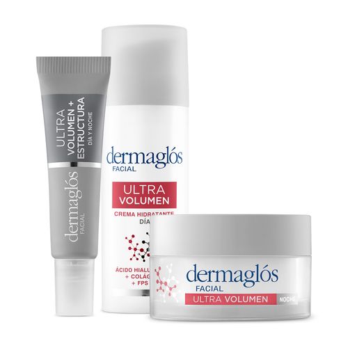 Combo Facial Dermaglos Ultra Volumen Crema Dia Noche Ojos