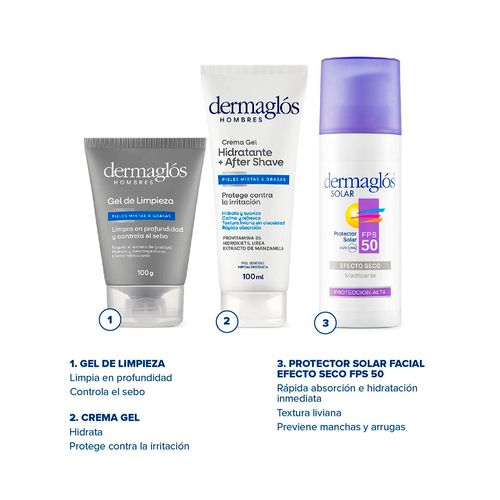 Combo Facial Dermaglos Hombres Rutina Express de Dia