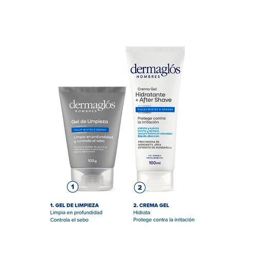 Combo Dermaglos Hombres Rutina Facial Limpieza e Hidratacion