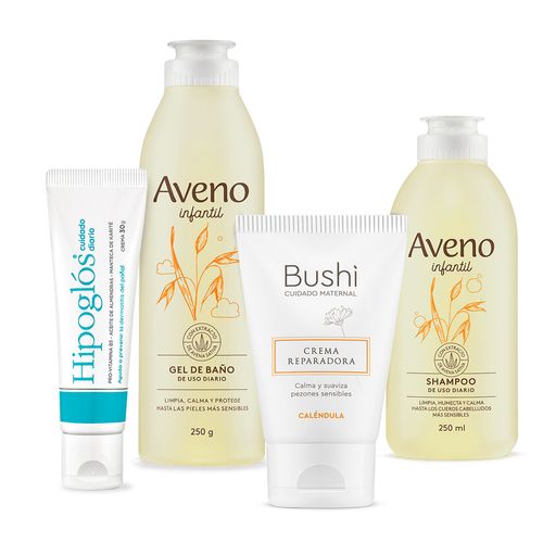 Combo Crema Hipoglos, Limpieza Aveno Infantil y Crema Bushi