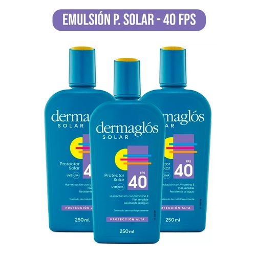 Combo Protector Solar Dermaglos Emulsion Fps40 250ml 3 unidades