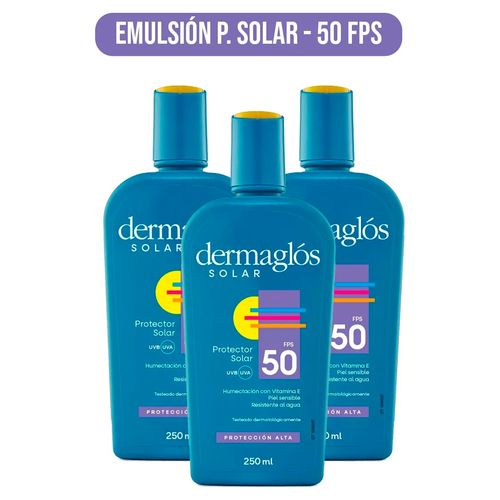 Combo Protector Solar Dermaglos Emulsion Fps50 250ml 3 unidades