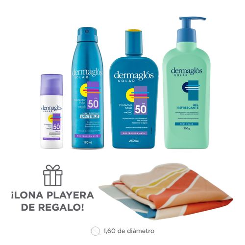 Combo Dermaglos Completo Proteccion Solar Fps50 4 Unidades