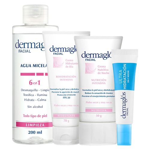 Combo Facial Dermaglos Limpieza e Hidratacion para Piel Seca