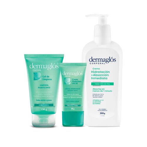 Combo Facial y Corporal Dermaglos Piel Mixta agrasa
