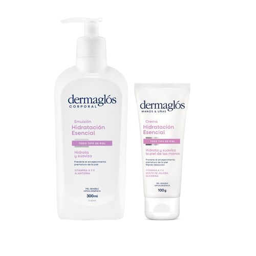 Combo Hidratacion Corporal Dermaglos Crema Manos y Emulsion