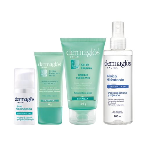 Combo Dermaglos Rutina Piel Mixta agrasa y Serum Niacinamida