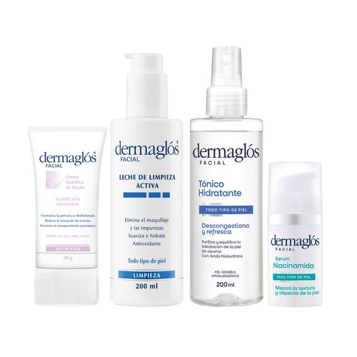 Combo Facial Dermaglos Rutina Piel Seca y Serum Niacinamida