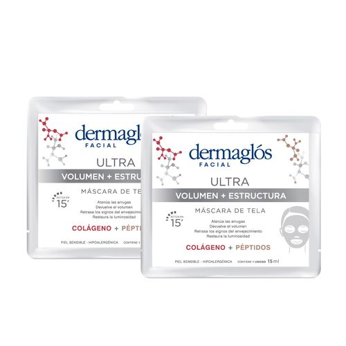Combo Mascaras de Tela Dermaglos Ultra Volumen y Estructura 2 unidades